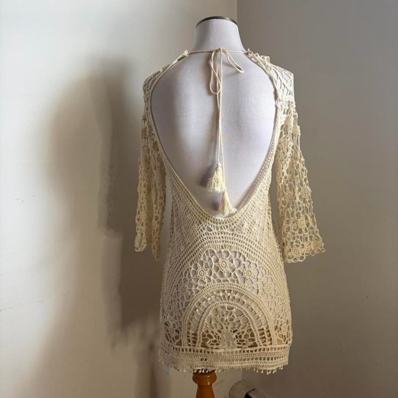 NWT Cupshe Boho Cream Crochet Cover-up - Picture 7 of 9